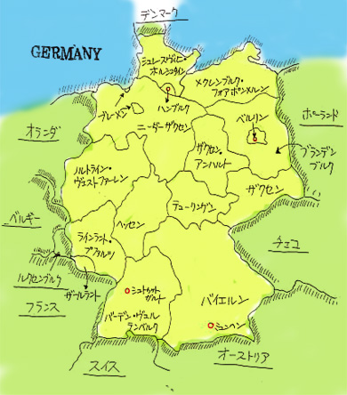 ドイツのフリー素材の地図 手書きの地図で旅しよう