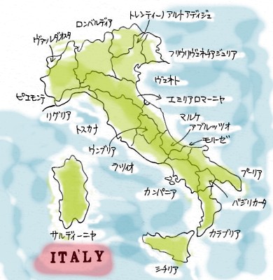 イタリアのフリー素材の地図 手書きの地図で旅しよう